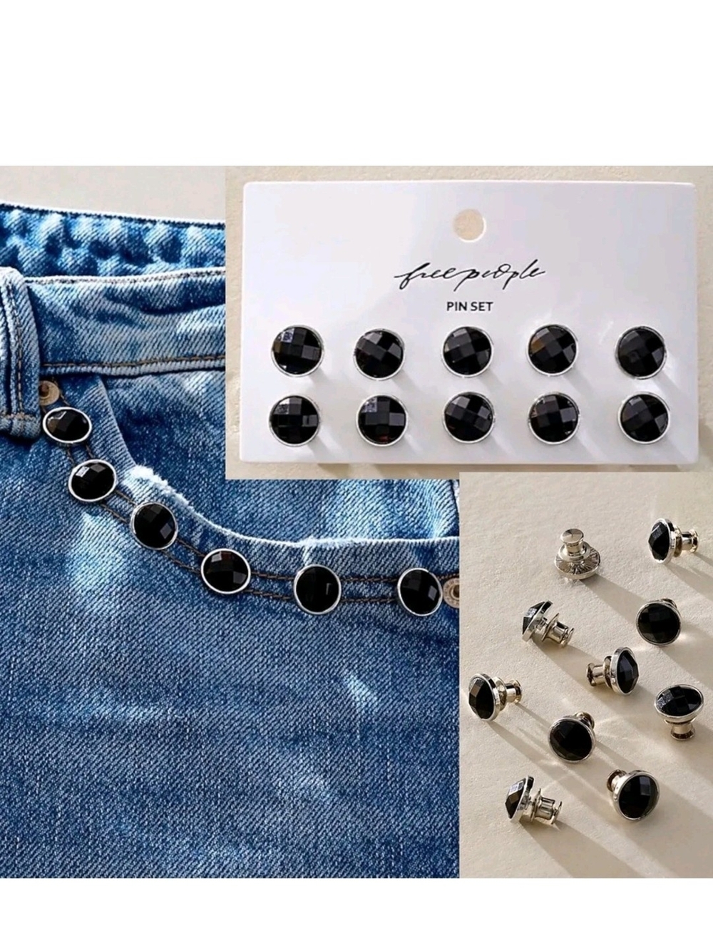 Free People Blue and Black Brooch Pin Sets 20 Units